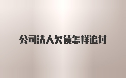 公司法人欠债怎样追讨