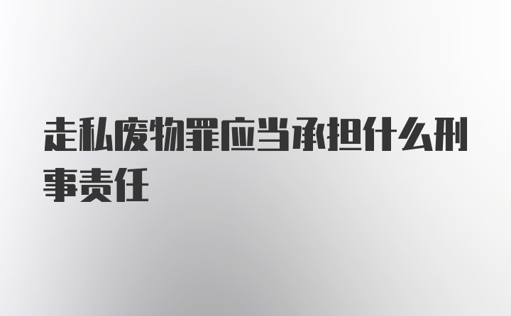 走私废物罪应当承担什么刑事责任