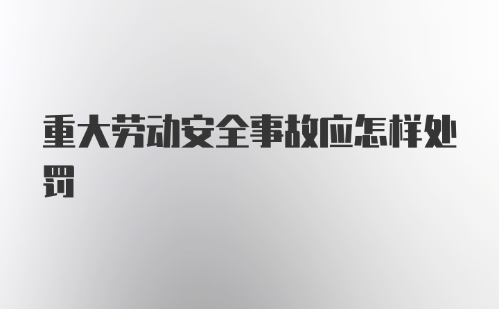 重大劳动安全事故应怎样处罚