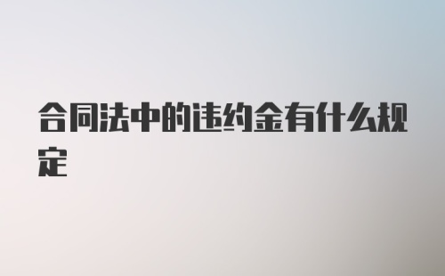 合同法中的违约金有什么规定