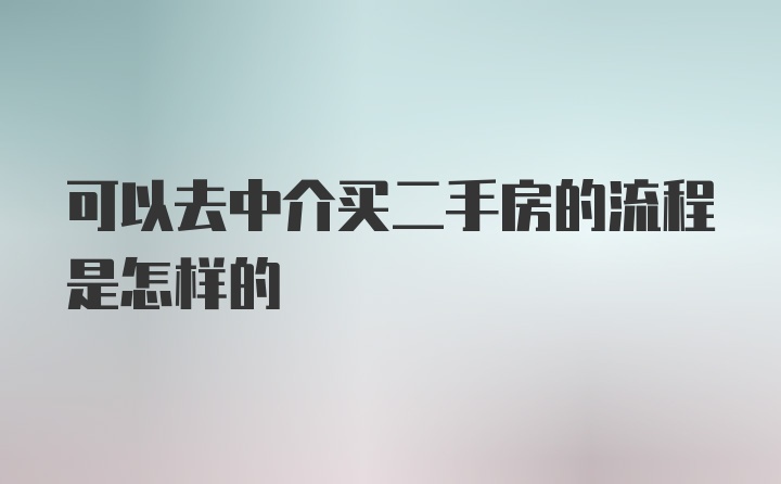 可以去中介买二手房的流程是怎样的