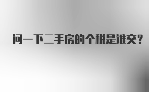 问一下二手房的个税是谁交？