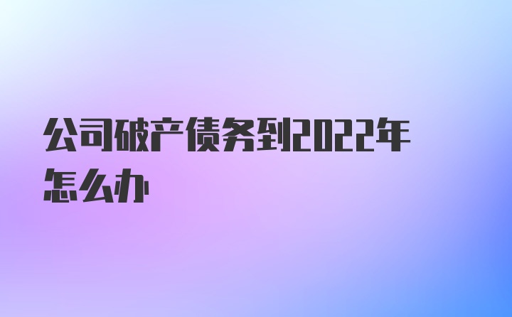 公司破产债务到2022年怎么办