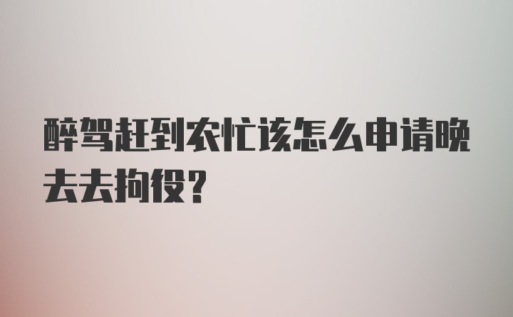 醉驾赶到农忙该怎么申请晚去去拘役？