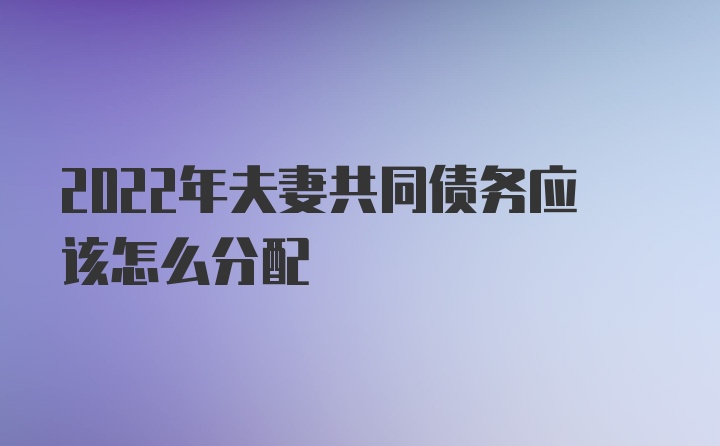 2022年夫妻共同债务应该怎么分配