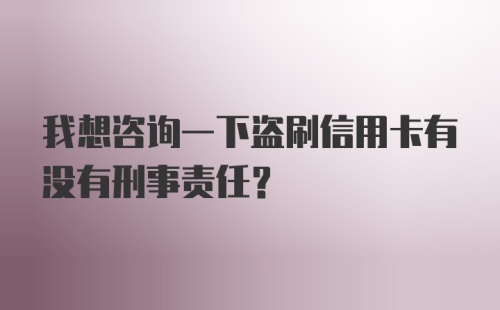 我想咨询一下盗刷信用卡有没有刑事责任？