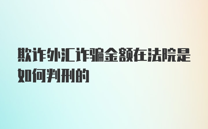 欺诈外汇诈骗金额在法院是如何判刑的