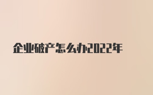 企业破产怎么办2022年