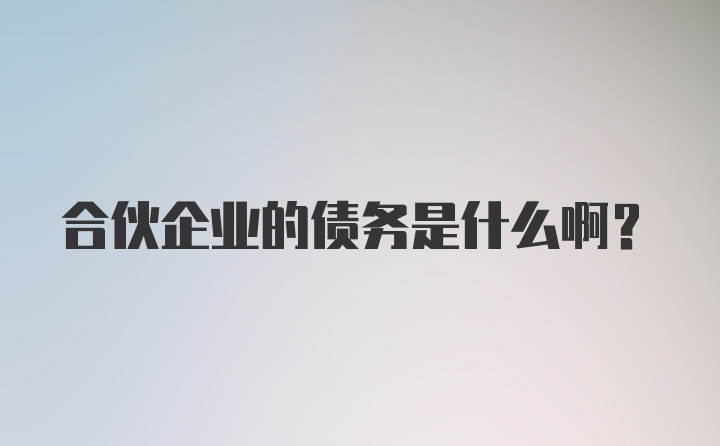 合伙企业的债务是什么啊？