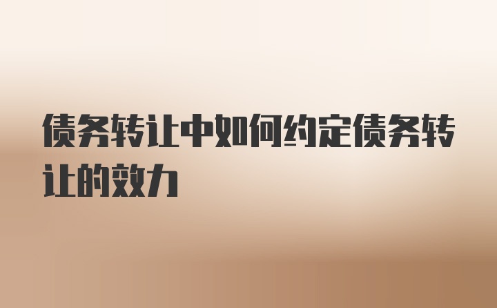 债务转让中如何约定债务转让的效力