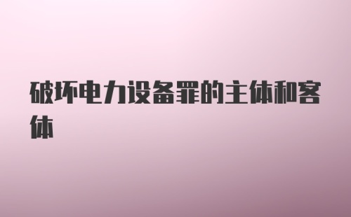 破坏电力设备罪的主体和客体