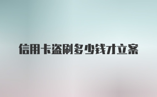 信用卡盗刷多少钱才立案