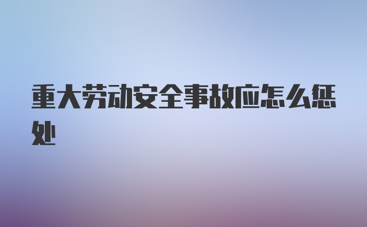 重大劳动安全事故应怎么惩处