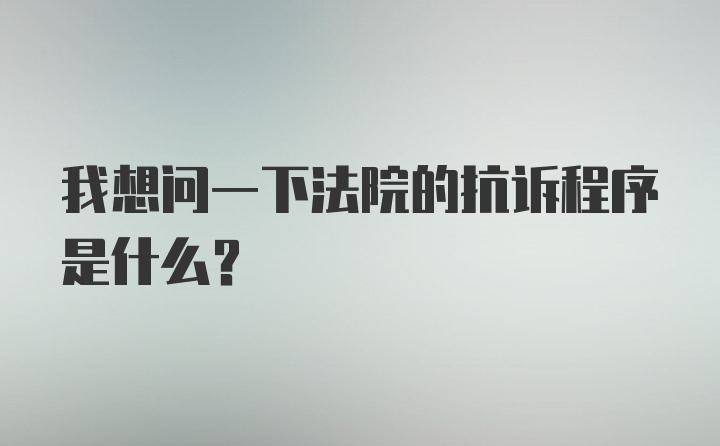 我想问一下法院的抗诉程序是什么？