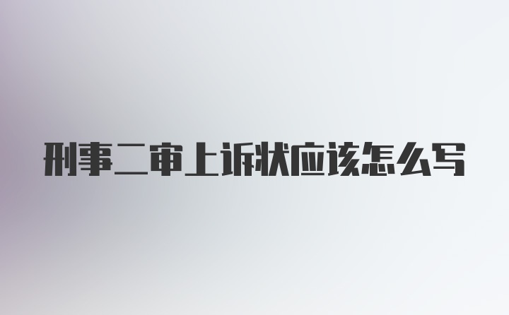 刑事二审上诉状应该怎么写