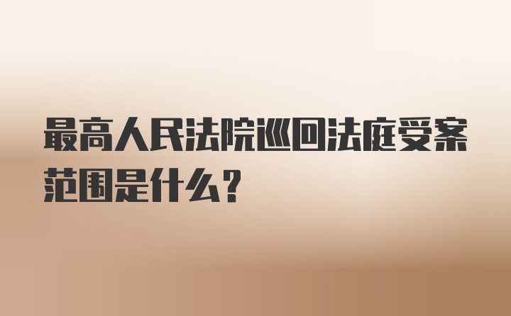 最高人民法院巡回法庭受案范围是什么？