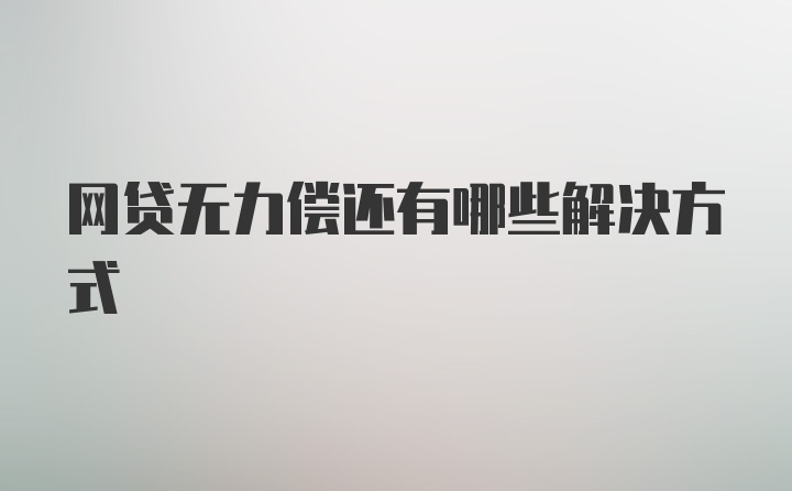 网贷无力偿还有哪些解决方式