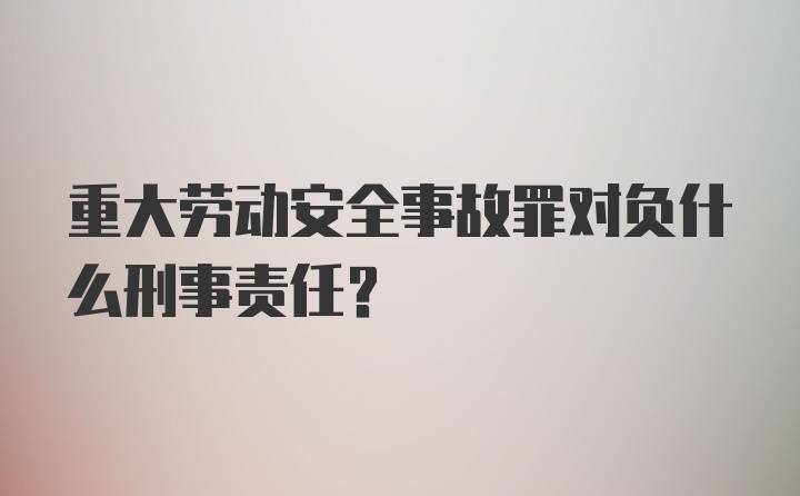 重大劳动安全事故罪对负什么刑事责任？