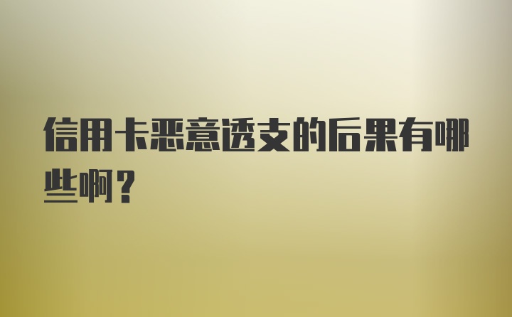 信用卡恶意透支的后果有哪些啊？