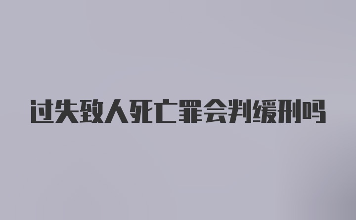 过失致人死亡罪会判缓刑吗