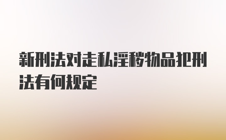 新刑法对走私淫秽物品犯刑法有何规定