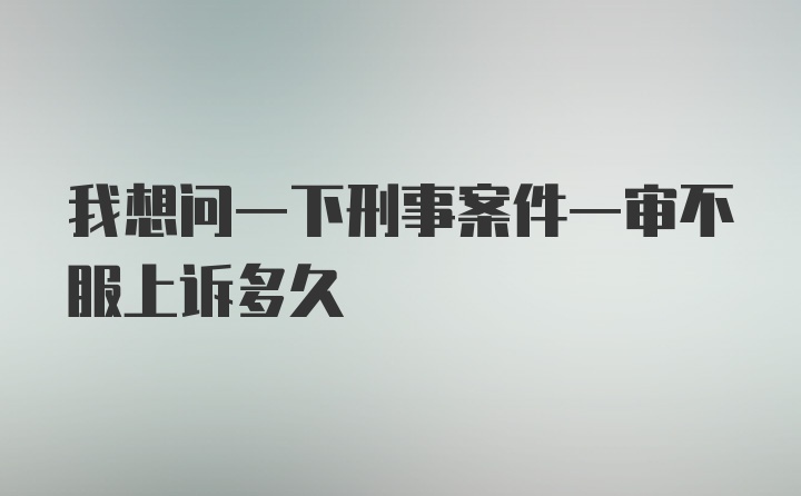 我想问一下刑事案件一审不服上诉多久