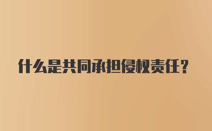 什么是共同承担侵权责任？