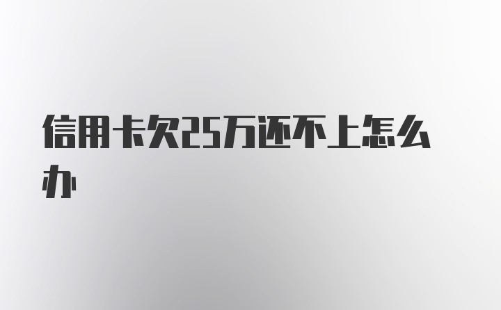 信用卡欠25万还不上怎么办