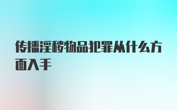 传播淫秽物品犯罪从什么方面入手