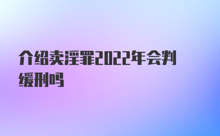 介绍卖淫罪2022年会判缓刑吗