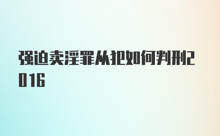 强迫卖淫罪从犯如何判刑2016