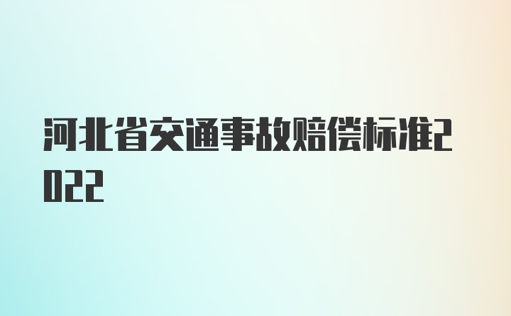 河北省交通事故赔偿标准2022