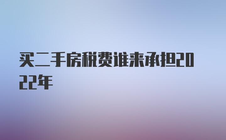 买二手房税费谁来承担2022年