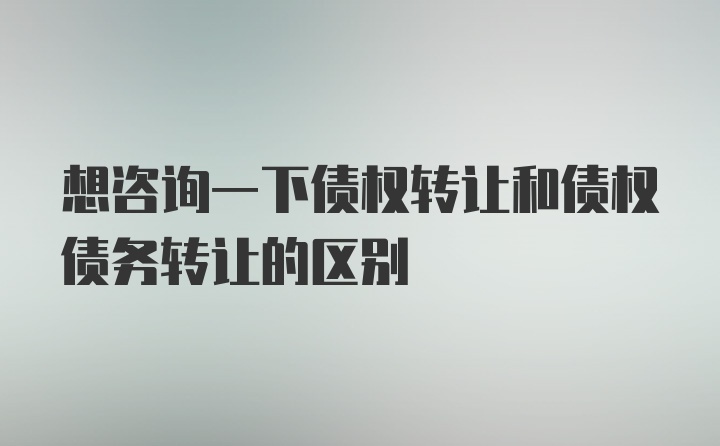 想咨询一下债权转让和债权债务转让的区别