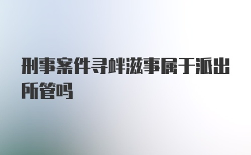 刑事案件寻衅滋事属于派出所管吗