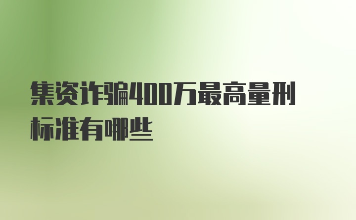 集资诈骗400万最高量刑标准有哪些