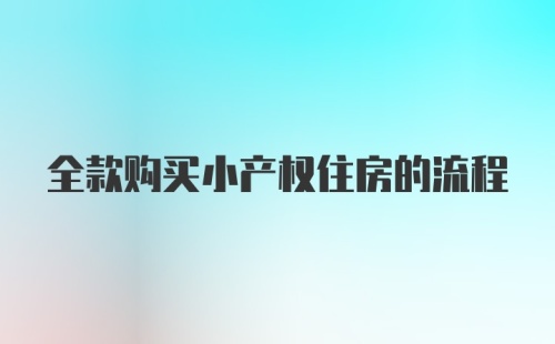 全款购买小产权住房的流程