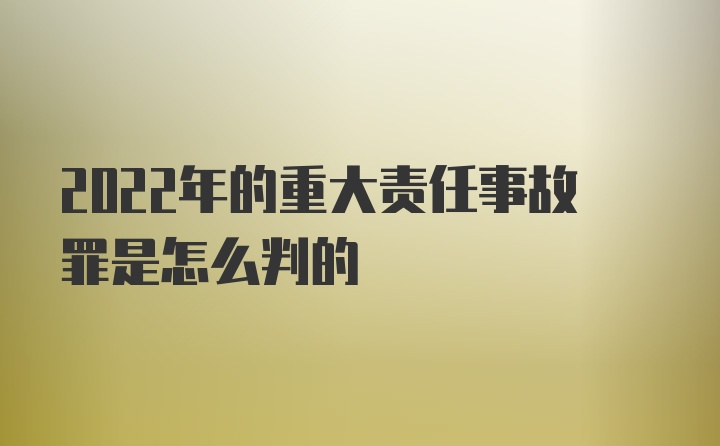 2022年的重大责任事故罪是怎么判的