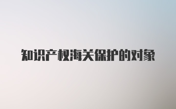 知识产权海关保护的对象