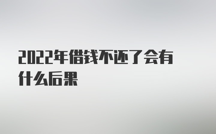 2022年借钱不还了会有什么后果