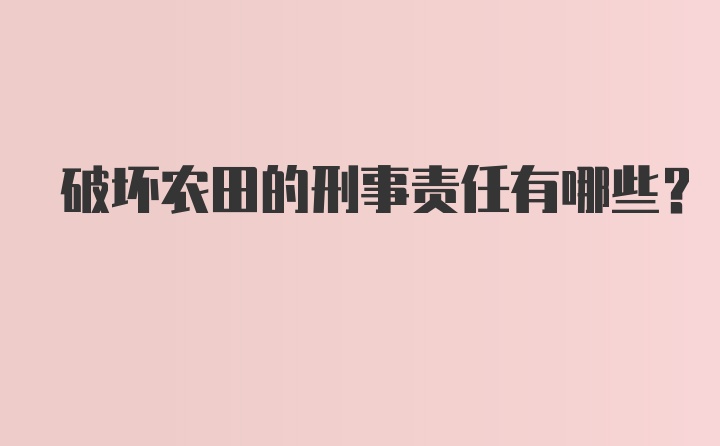 破坏农田的刑事责任有哪些？