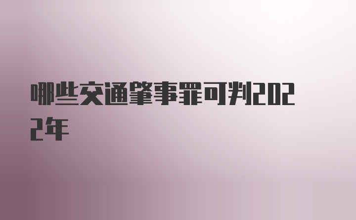 哪些交通肇事罪可判2022年