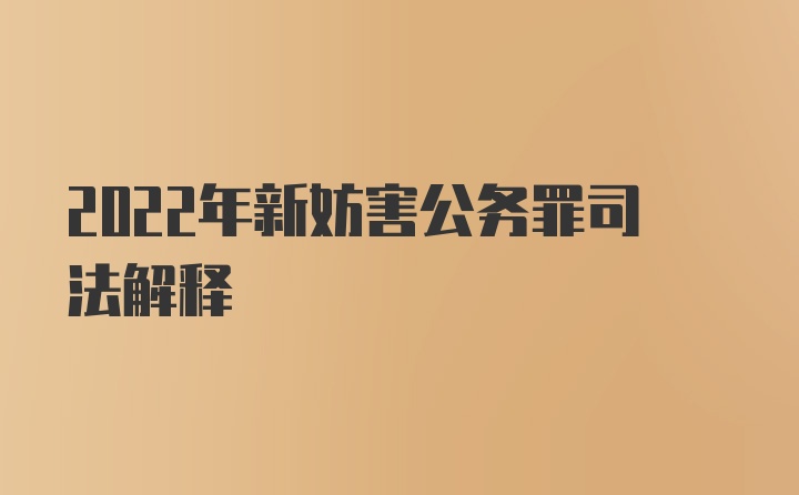 2022年新妨害公务罪司法解释