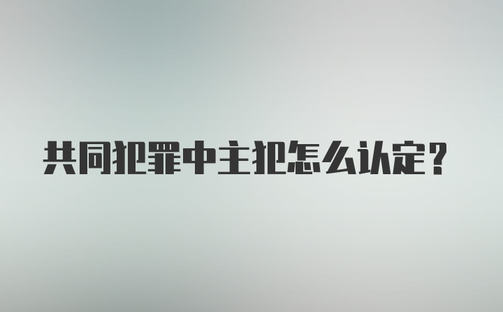 共同犯罪中主犯怎么认定？