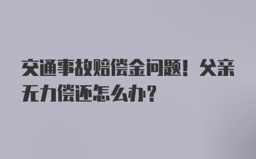 交通事故赔偿金问题！父亲无力偿还怎么办？