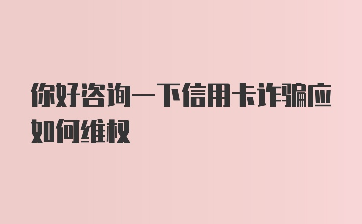 你好咨询一下信用卡诈骗应如何维权