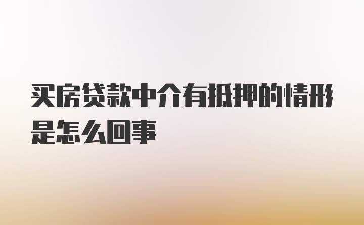 买房贷款中介有抵押的情形是怎么回事