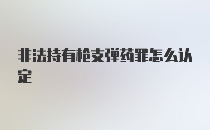 非法持有枪支弹药罪怎么认定