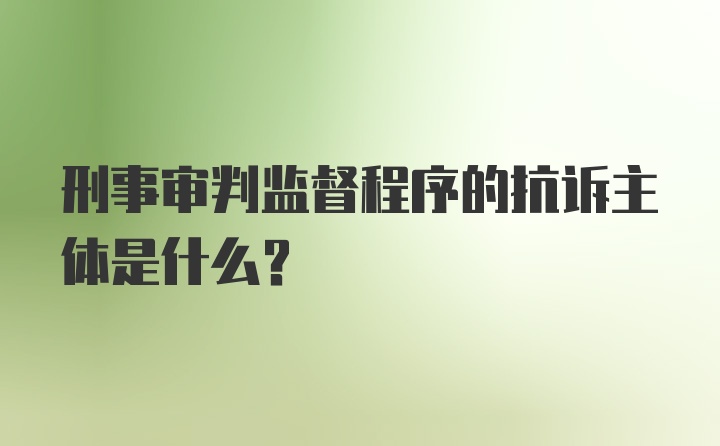 刑事审判监督程序的抗诉主体是什么？