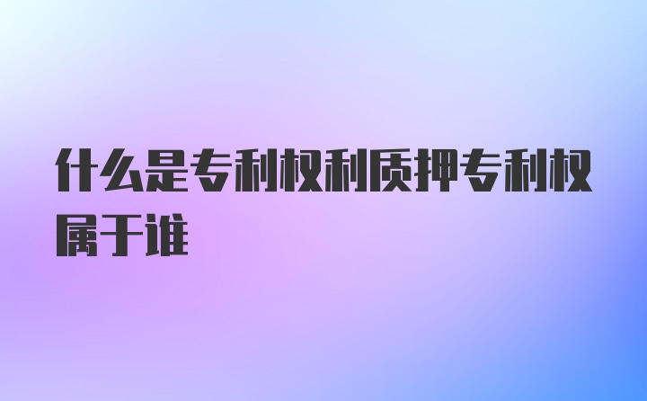 什么是专利权利质押专利权属于谁